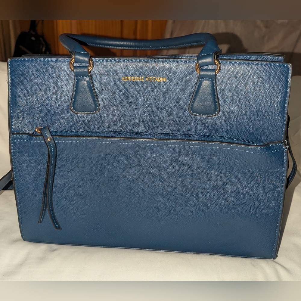 Adrienne Vittadini Faux Leather Navy Crossbody Bag Bag.
